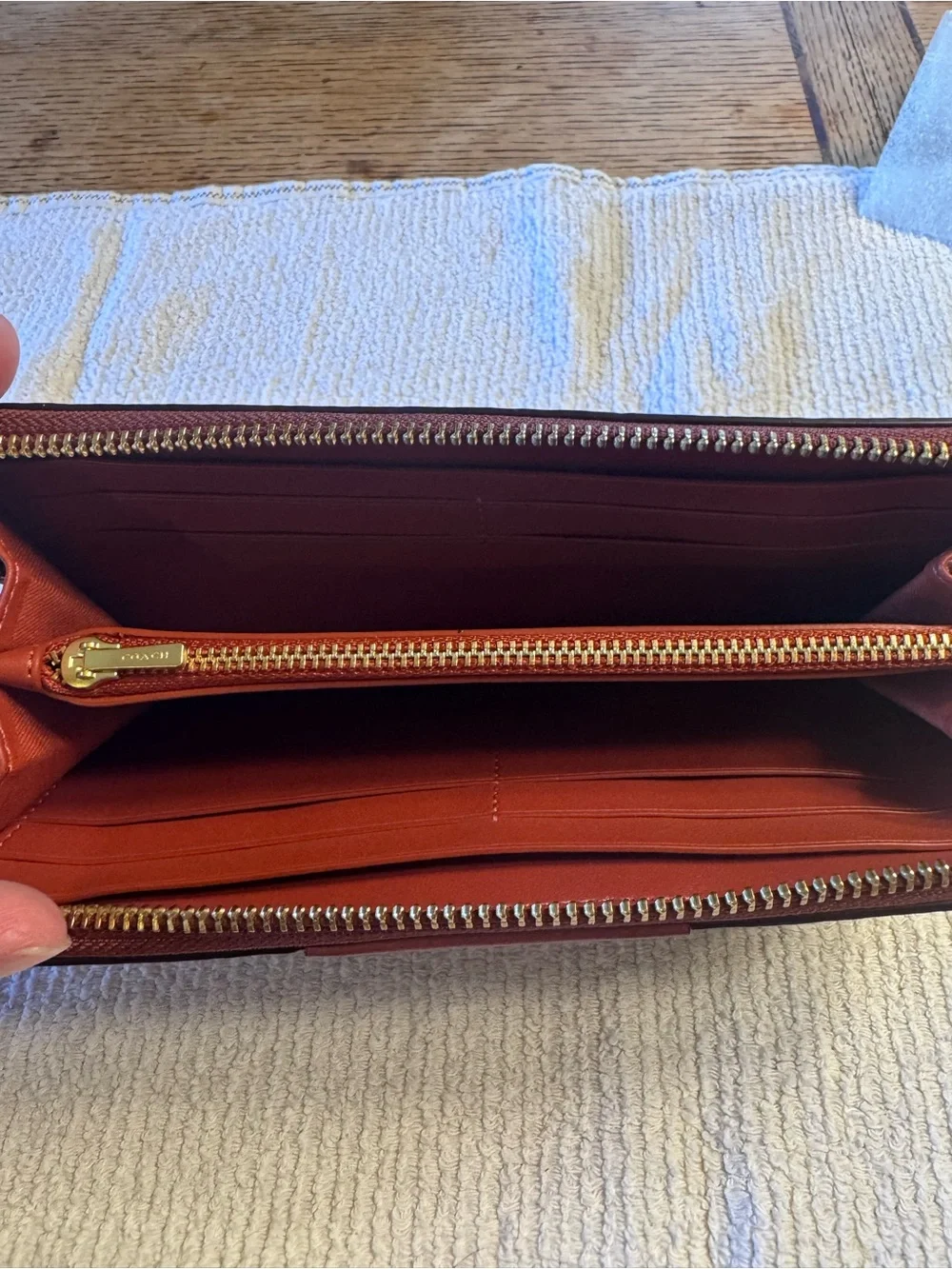 Coach Continental Wallet in Brown Canvas with Chestnut Leather